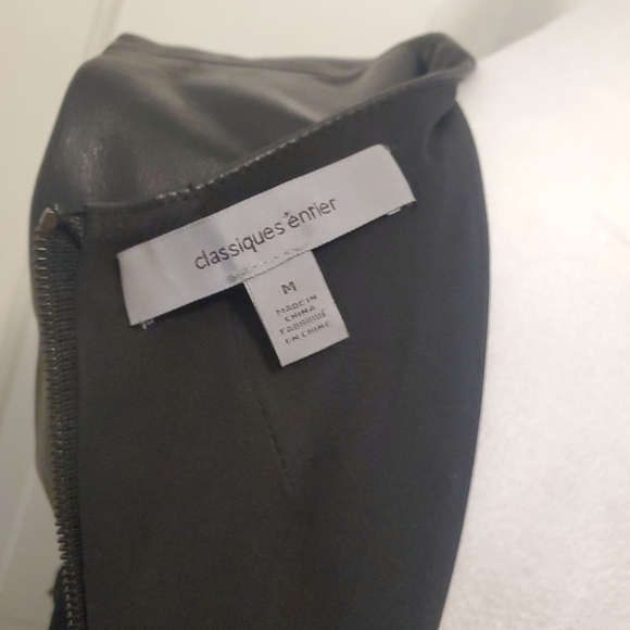 EC Classiques Entier Leather Trim Fit and flare Stretchy Jersey Knit Dress Med. - Picture 8 of 11